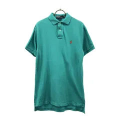 Polo by Ralph Lauren ポロバイラルフローレン CUSTOM FIT ロゴ刺繍 半袖 ポロシャツ S ブルーグリーン 鹿の子地 メンズ 古着