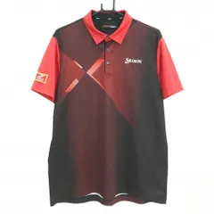 【超美品】スリクソンバイデサント 半袖ポロシャツ 黒×レッド 身頃斜めストライプ ZSTAR メンズ LL ゴルフウェア SRIXON