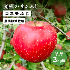 究極のサンふじ！11月収穫りんご「コスモふじ3キロ箱A品B品ミックス」長野県産 安曇野 信州産