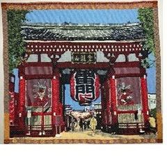 ジャガード織マット　No.17　日本の原景　浅草寺・雷門　３０ｃｍｘ２７ｃｍ