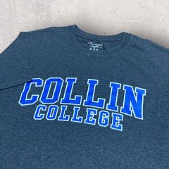 US古着 Champion チャンピオン COLLIN COLLEGE ワンポイント Tシャツ M グレー