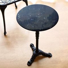 サイドテーブル 大理石 円形 カフェテーブル ブロンズ調 石 - メルカリ