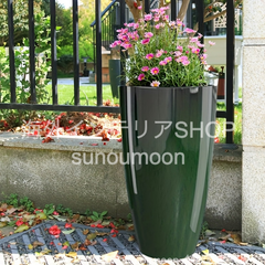 おしゃれ フラワーベース 花器 花瓶 受け皿付き シンプル 屋外 屋内 インテリア 北欧 大きめ プラスチック製 観葉植物 贈り物 ギフト プレゼント 3カラー 4-7