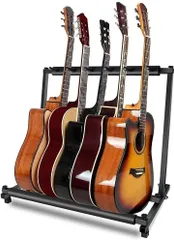 ギタースタンド 5本 収納可能 エレキギター エレキベース アコースティックギター フォークギター クラシックギター 兼用  折りたたみ 大容量