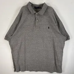 古着 ポロ・ラルフローレン POLO RALPH LAUREN 鹿の子 半袖 ポロシャツ ロゴ 刺繍 大きいサイズ 2ボタン 2XB  グレー 無地 メンズ