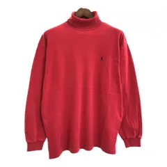 Polo by Ralph Lauren ポロ ラルフローレン ワンポイントロゴ タートルネック 長袖Ｔシャツ レッド(メンズ XL)中古 古着 U2030