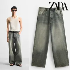 完売品[ZARA] エキストラバギーフィットジーンズ　新品未使用　ブルー/グリーン　コットン