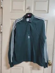 【レアカラー】adidasジャージ　ハーフジップ　センターロゴ　グレー　灰色　L レアカラー】adidasジャージ ハーフジップ センターロゴ グレー