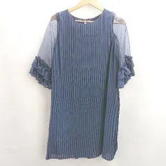 ◇ ⊂ CAROLINA GLASER カロリナグレイサー 袖透け感あり 半袖 膝丈 ワンピース サイズ 表記なし ネイビー系 レディース E  【1412090066603】