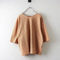 美品 2025年 スタジオクリップ studio CLIP USAコットンダブルフロントベーシックTシャツ L オレンジボーダー┃トップス【2400014566949】