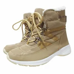 モズ Moz スノーブーツ ショートブーツ ボア ロゴ シューズ 靴 M 23.0～23.5cm ベージュ IBO70 X