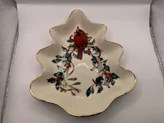 未使用Lenoxクリスマスプレート、ナプキンリングセット