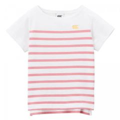 ピンク_120 RegularY [カンタベリー] Tシャツ KIDS S/S PANEL STRIPE SHIRT キッズショートスリーブパネルストライプシャツ ピンク 120