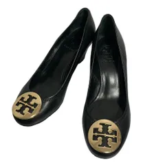 極美品　TORY BURCH ブラック ウェッジソールパンプス　24.5㎝ 中古・古着通販】TORY BURCH (トリーバーチ) ロゴウェッジソール