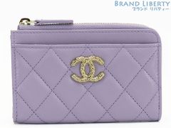 【レア新品同様】シャネル　CHANEL　マトラッセ　ココマーク　キャビアスキン　ジップカードケース フラグメントケース　カードケース　パスケース　コインケース　コインパース　小銭入れ　コンパクト財布　パープル ゴールド金具　AP4091
