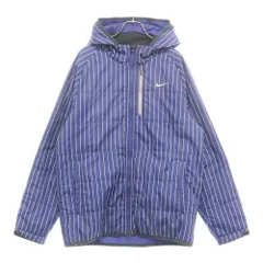 NIKE (ナイキ) ロゴ刺繍 ストライプ柄 マウンテンパーカー ジップアップジャケット ブルー 583179-455