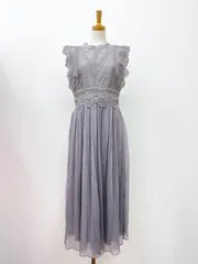 レース切り替えワンピースドレス/gray