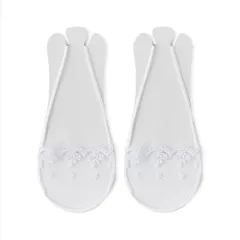 カバーソックス ヒールソックス 2足セット 脱げない靴下 レース 綿 通気性 サンダル パンプス ホワイトホワイトP_4