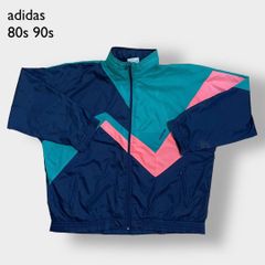 【adidas】90s ジャケット 刺繍 ロゴ マルチカラー 銀タグ XL 古着