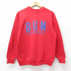 M/古着 フルーツオブザルーム 長袖 スウェット メンズ 90s BUM エキップメント ラグラン クルーネック 赤 レッド 24aug28 中古 スエット ト