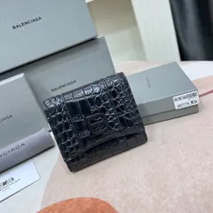 【今日特価】Balenciaga ミニウォレット, シャイニークロコダイルエンボス加工, ブラック, コンパクトで実用的なデザイン！[本日特価|新品未使用品]-MM輸入