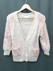 ◇ E<!-利用不可文字-!>hyphen world gallery 長袖 シャギーニット　カーディガン サイズF ピンク レディース P  【1407100032969】