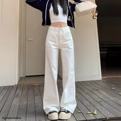 春物 レディース 春秋 デニム 白デニム レディース ワイドパンツ ロングパンツ ストレートパンツ 春服 春夏 白パンツ ズボン デニムパンツ 