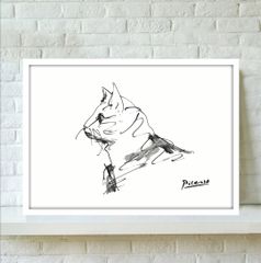 ピカソ 猫の絵デッサン画 白フレーム付き - メルカリ