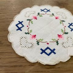 フランス蚤の市　ドイリー　レース　クロスステッチ　刺繍　【165-17】