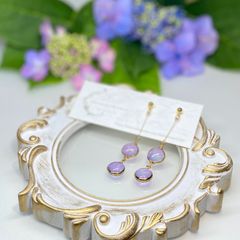 紫陽花／丸型ピアス／パープル×ブルー/サージカルステンレスポスト
