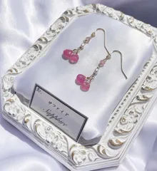 [9月誕生石]ピンクサファイアドロップピアス［14kgf］