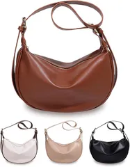 RIMINA シーンレスで毎日使える ショルダーバッグ レディース 斜め掛け 大容量 軽量 小さめ 合成皮 革 肩掛け ワンショルダー(キャメルブラウン)