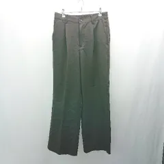 ◇ EMMA CLOTHES バックウエストゴム ワンタック センタープレス ストレートパンツ サイズL ブラック レディース E  【1308290066591】