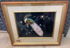 ◆宝石画 芸術品 若石 貴石 鳥