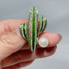 【新入荷】天然真珠　淡水パール　サボテンコサージュ／ブローチ