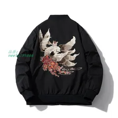 AGENT スカジャン 狼 ウルフ 刺繍ロゴ ビッグロゴ ナイロン ネイビー AGENT スカジャン 狼 ウルフ 刺繍ロゴ ビッグロゴ ナイロン ネイビー