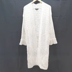 ◇ rianda ボーダー ロング オープン 長袖 ニット カーディガン フリーサイズ アイボリー オフホワイト レディース E  【1303290011190】