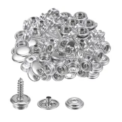 uxcell キャンバススナップキット 15mm スナップ ステンレス鋼 ネジ 留め具セット スナップ ボタン カバー カーペット 修理用 シルバートーン 50セット入り