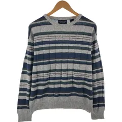 古着 ROUNDTREE & YORKE マルチボーダー コットンニットセーター USA製 メンズM相当/eaa463886