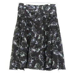 ニジュウサンク フレアスカート ボトムス ミディ丈 花柄 大きいサイズ レディース 46サイズ ブラック 23区 【中古】