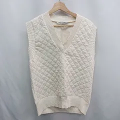◇ ⊇ ZARA ザラ Vネック キルティングベスト サイズUSA XS アイボリー レディース E  【1412260036740】