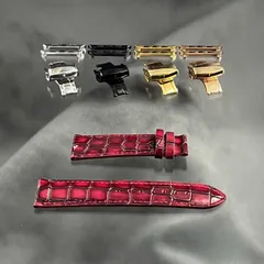 グロスレッド 本革 牛革 クロコダイル ベルト バンド Dバックル