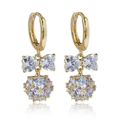 【数量限定】記念日 おしゃれ ファッション恋人 18金キラキラ リングピアス プレセントイヤリング 金属アレルギー対応 人気 レディース 耳飾り ちょう結びジルコニアピアス VICAKER2023