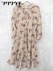 ◇ fifth フィフス 花柄 長袖 膝丈 チュニック ワンピース サイズM ベージュ系 レディース 【1002802463709】