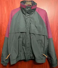 SIERRA SPORT インナーフリースジャケット脱着式 ナイロンマウンテンジャケット ダークグリーン×パープル Mサイズ