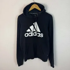 adidas アディダス スウェットパーカー ビッグロゴ ブラック Mサイズ メンズ 古着 ストリート