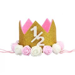 ベビークラウン　クラウン　1/2　halfbirthday  ハッピーバースデー　ハーフバースデー　記念日　王冠　写真　お家フォト　月齢
