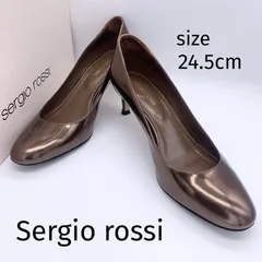 【美品】sergio rossi セルジオロッシ パンプス 24.5cm  ブロンズカラー エナメル ポインテッドトゥ ハイヒール