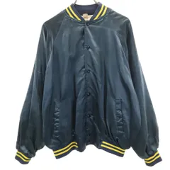 ヴィンテージ 80s USA製 West Virginia刺繍 スタジャン XL チャコールネイビー系 VINTAGE ベースボールジャケット メンズ