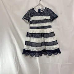 TOMMY HILFIGER トミーフィルフィガー 女の子 子供用 ワンピース 104㎝ ネイビー ホワイト ボーダー レース 半袖 かわいい おしゃれ 発表会 結婚式 セレモニー フォーマル 入園式 マリン 夏